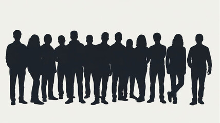 Diverse Group of People Silhouettes Standing Together.
