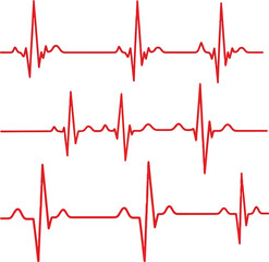 Abstract ecg heartbeat line graphs medical health care rhythm waveform technology pulse vector