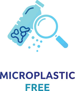 Microplastic free icon magnifying glass examining bottle environment pollution science vector