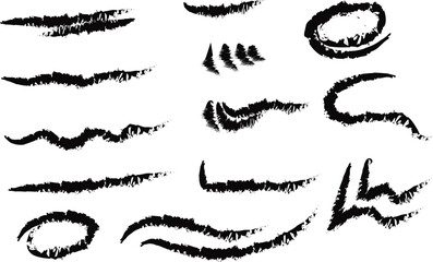 Abstract Brush Stroke Ink Texture Set in Black and White