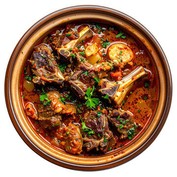 Hearty kuzu guvec casserole with tender lamb chunks and fresh vegetables, beautifully presented and isolated on a clean white background
