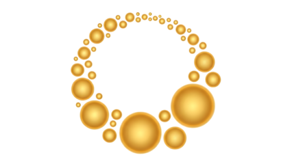 Golden bubbles isolated on transparent background png