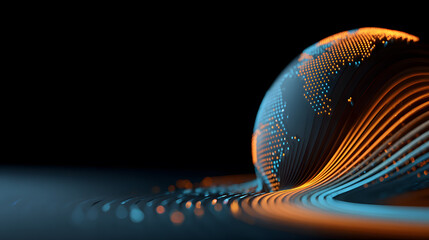 Abstract glowing globe with dynamic lines, representing global connectivity and modern technology