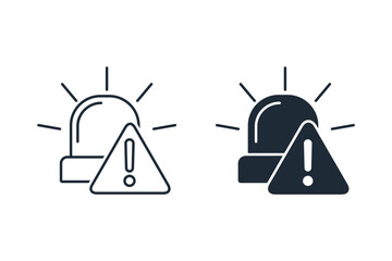 Warning signal. Great danger. Vector linear icon illustration isolated on white background.