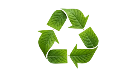Green leaf recycling symbol on black background leaves
