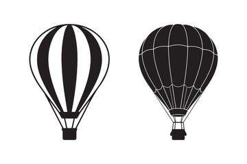Obraz premium Hot Air Balloon Silhouette Vector Icon set Vector