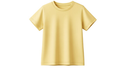Blank casual yellow cotton t-shirt isolated on white background as a fashion apparel design template for short sleeve garment wear