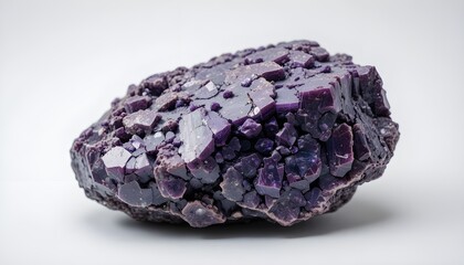 Macro charoite mineral stone isolated on white background natural crystal texture geology gemstone detail pattern