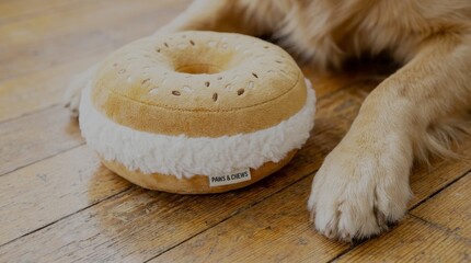 Squishy dog toy shaped like bagel