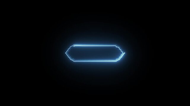 Glowing blue neon rectangle frame on black background with subtle glow animation and double lined border creating futuristic ambiance.
