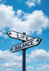 life balance road directions under the blue sky