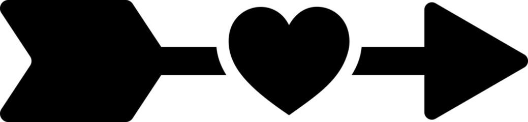 cupid arrow heart love and valentine icons solid design for wedding and valentine celebration.