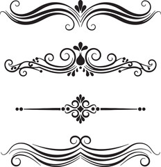 Fototapeta premium Black decorative flourishes and dividers on white background