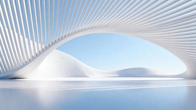 Futurist minimalist streamlined architectural space