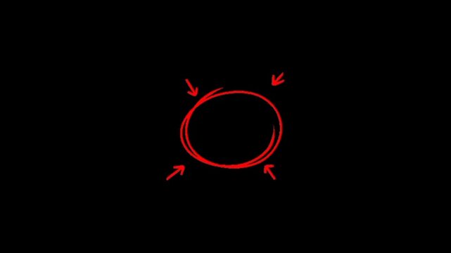 Red hand-drawn oval circle with three small arrows pointing upward, perfect for emphasizing content.
