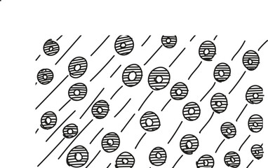 Abstract Hand Drawn Black and White Pattern with Circles and Diagonal Lines