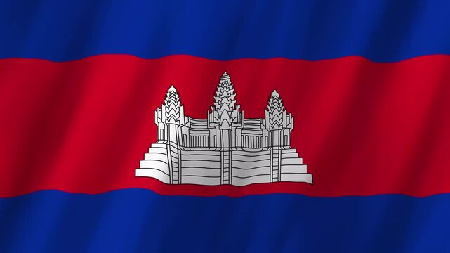 Cambodia Flag Waving on Wind, Realistic 4K Background Animation