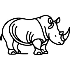 Fototapeta premium Strong Rhino Silhouette: A bold illustration showcases the powerful form of a rhinoceros, a symbol of strength and resilience.