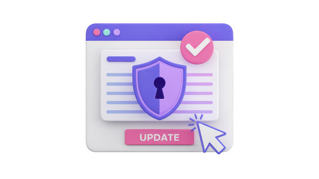 Computer security update with shield update shield symbol isolated on a transparent background