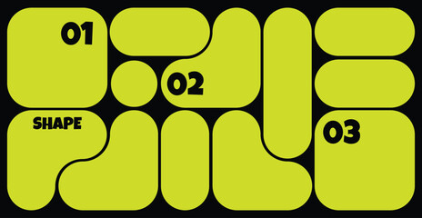 Abstract Y2K Vector with Blob Geometric Shapes. Flat Modern Pattern. Grid with Simple Frames.