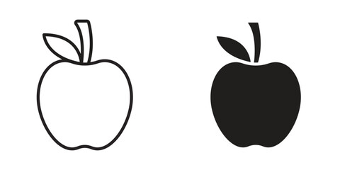 Apple icon suitable design silhouette and line art style on white background