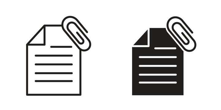 Attach document icon suitable design silhouette and line art style on white background