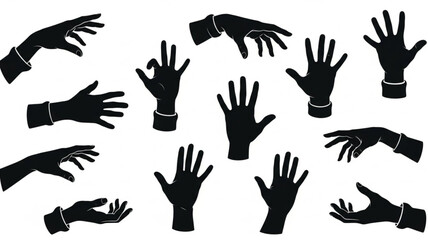 Obraz premium Collection of Black Hand Silhouettes in Various Poses.