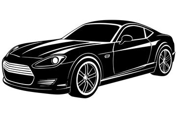 Naklejka premium Black Sports Car Coupe Side View Silhouette Vector Icon
