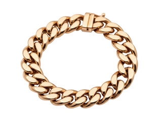 Obraz premium Golden curb chain bracelet isolated on transparent background
