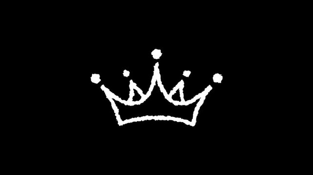 Hand drawn chalk crown doodle animation video