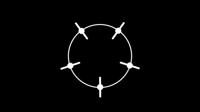 A circular arrangement of six small wing-like shapes suggests a rotating turbine or a fan assembly designed to show centrifugal force or aerodynamic movement within a technical diagram system