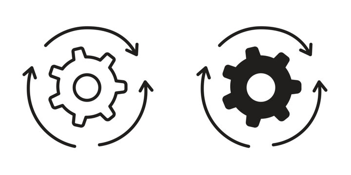 Continuous changes icon suitable design silhouette and line art style on white background