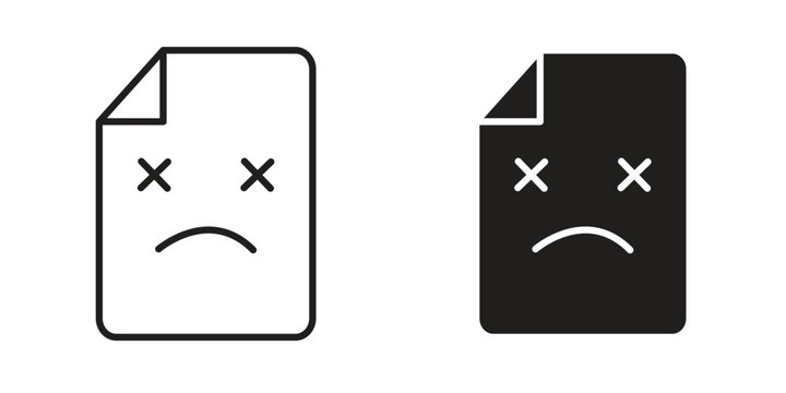 Corrupted file icon suitable design silhouette and line art style on white background