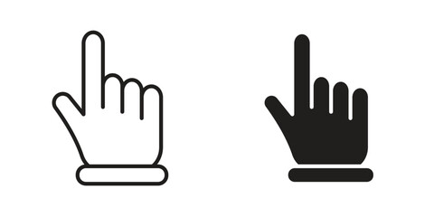 Fototapeta premium Cursor hand icon suitable design silhouette and line art style on white background