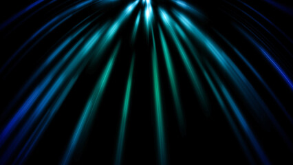 Fototapeta premium Abstract glowing blue light rays falling on black background