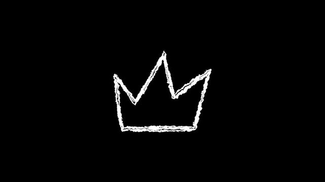 Hand drawn chalk crown doodle animation