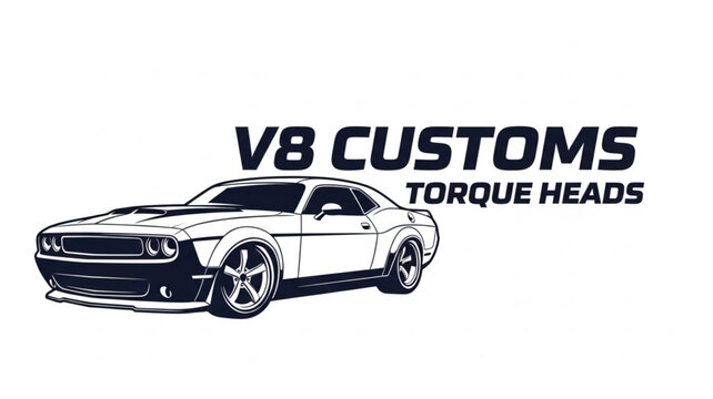 Muscle Car V8 Customs Torque Heads Logo.