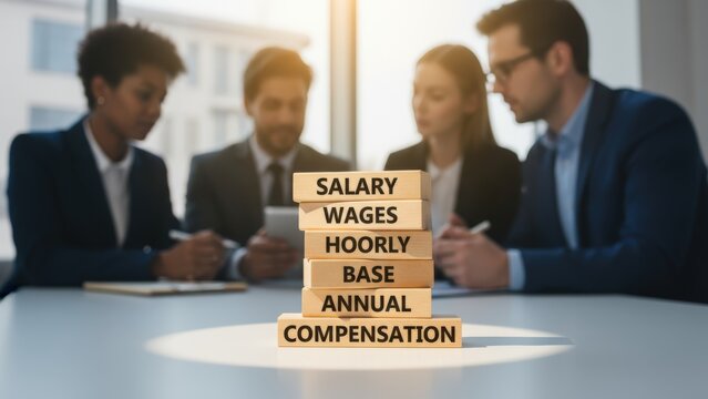 Business Team Discussing Compensation Packages and Salary Structure at Corporate Meeting, Representing Human Resources and Payroll
