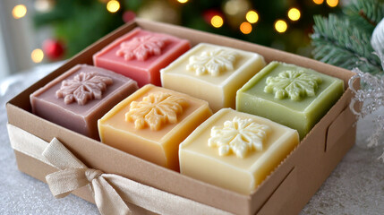 Cozy Handmade Snowflake Soap Bars Holiday Gift