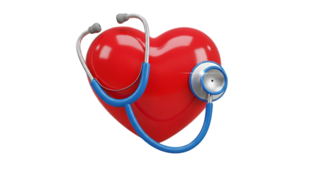 Red Heart with Blue Stethoscope on Black Background