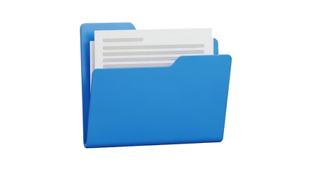 Blue folder with white documents inside on black background