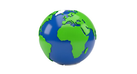 Earth Globe Showing Africa and Europe with Blue Oceans and Green Landmasses