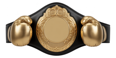 Gold boxing championship belt boxing belt gold belt isolated on a transparent background