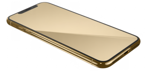 Gold smartphone mobile device isolated on a transparent background
