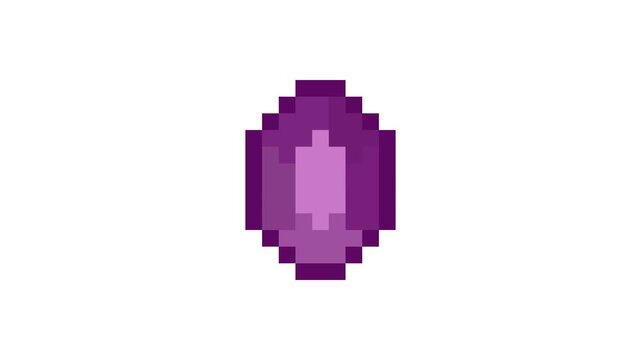 8-bit pixel art purple gem. looped animation 4k 30fps
