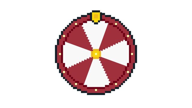 8-bit pixel art spnning red lucky roulette. looped animation 4k 30fps