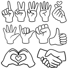 Fototapeta premium Flat Hand Gesture Illustration Set