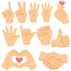 Hand Gesture Line Drawing Set