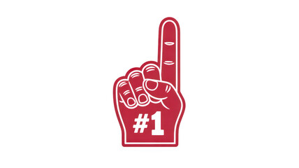 Obraz premium Red Foam Finger with Number One sports cheering isolated on a transparent background