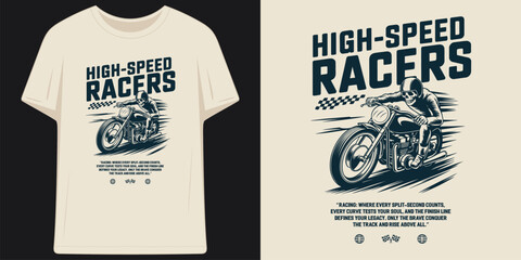 high-speed racers every curve tests your soul conquer the track skeleton motorcycle t shirt design vector illustration artwork  © RNDM TeeDesign